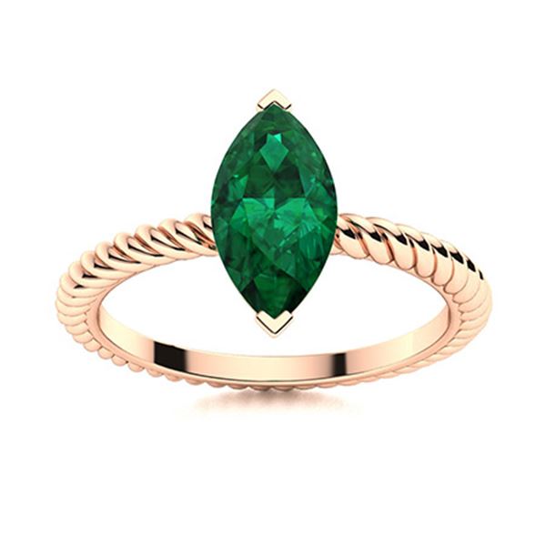 Natural 0.2 CTW Emerald Solitaire Ring 18K Rose Gold