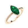 Image 2 : Natural 0.2 CTW Emerald Solitaire Ring 18K Rose Gold