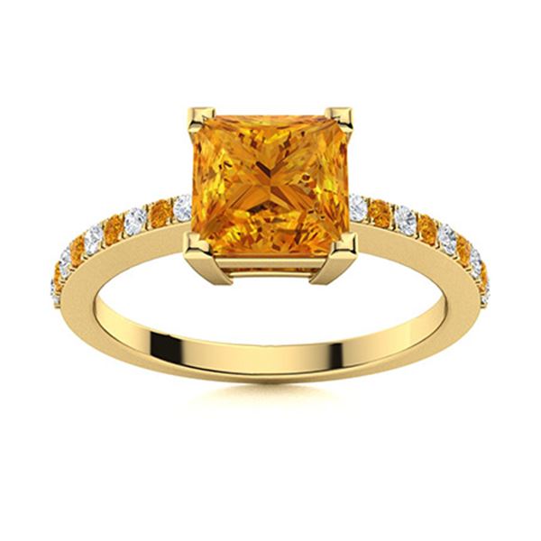 Natural 0.68 CTW Citrine & Diamond  Engagement Ring 14K Yellow Gold