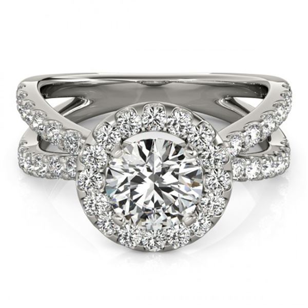 Natural 1.76 ctw Diamond Halo Ring 14k White Gold