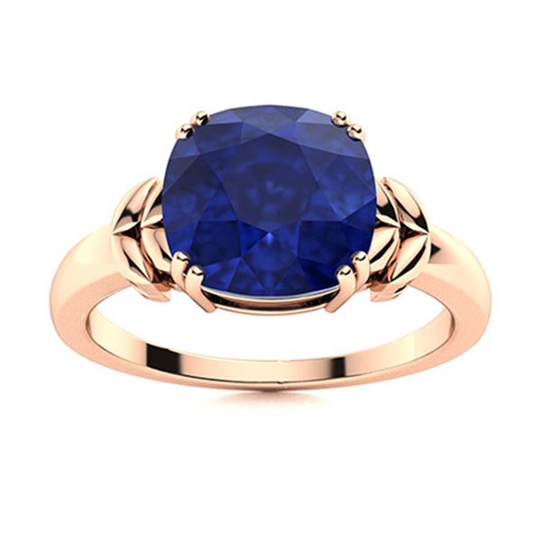 Natural 2.97 CTW Sapphire Solitaire Ring 18K Rose Gold