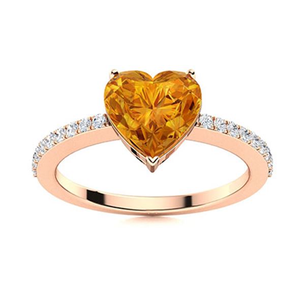 Natural 0.91 CTW Citrine & Diamond Engagement Ring 18K Rose Gold
