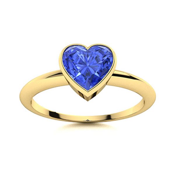 Natural 1.0 CTW Ceylon Sapphire Solitaire Ring 14K Yellow Gold