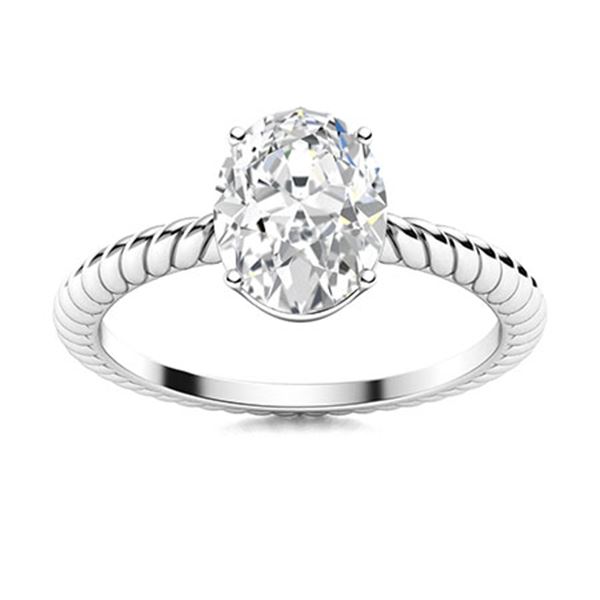 Natural 0.77 CTW Diamond Solitaire Ring 18K White Gold