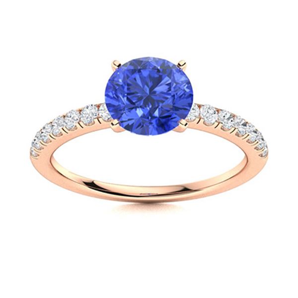 Natural 1.26 CTW Ceylon Sapphire & Diamond Engagement Ring 14K Rose Gold