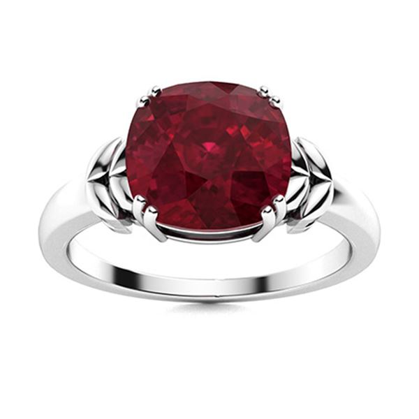 Natural 2.22 CTW Ruby Solitaire Ring 18K White Gold