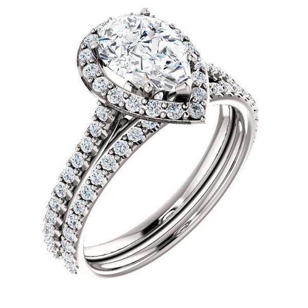 Natural 2.02 CTW Halo Teardrop Pear Cut Diamond Engagement Set 14KT White Gold