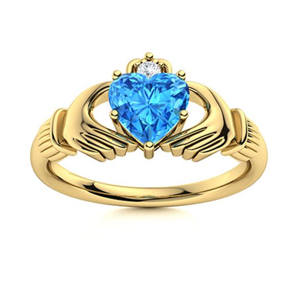 Natural 0.54 CTW Topaz & Diamond  Engagement Ring 18K Yellow Gold