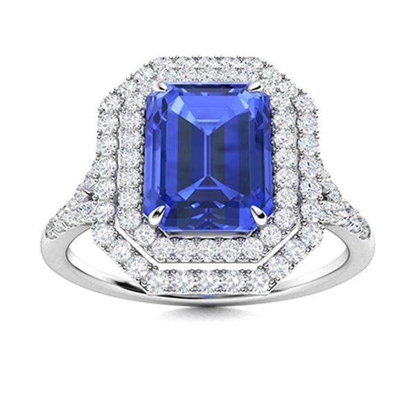 Natural 1.98 CTW Ceylon Sapphire & Diamond Engagement Ring 14K White Gold