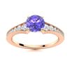 Image 1 : Natural 1.66 CTW Tanzanite & Diamond Engagement Ring 18K Rose Gold