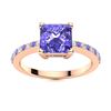 Image 1 : Natural 0.99 CTW Tanzanite & Diamond  Engagement Ring 18K Rose Gold