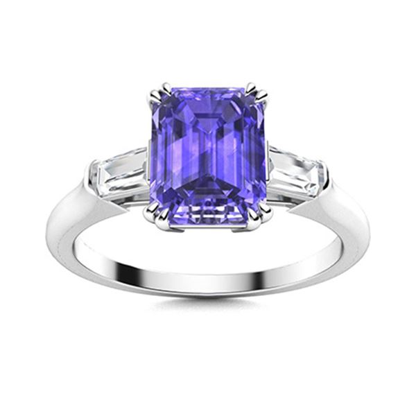 Natural 1.18 CTW Tanzanite & Diamond Engagement Ring 18K White Gold