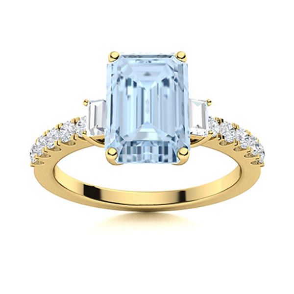 Natural 2.34 CTW Aquamarine & Diamond  Engagement Ring 14K Yellow Gold