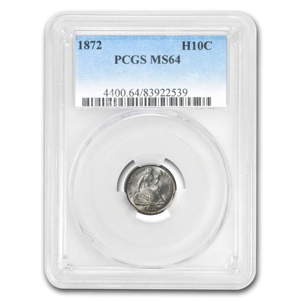 1872 Liberty Seated Half Dime MS-64 PCGS