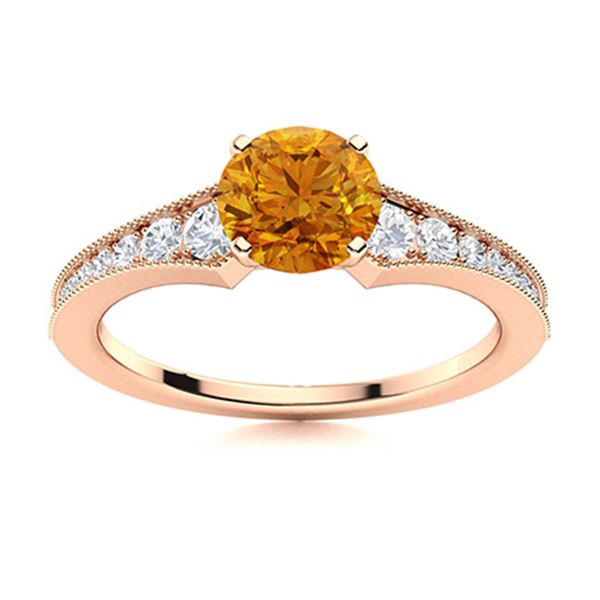 Natural 1.45 CTW Citrine & Diamond Engagement Ring 14K Rose Gold