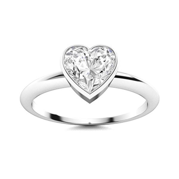 Natural 0.77 CTW Diamond Solitaire Ring 18K White Gold