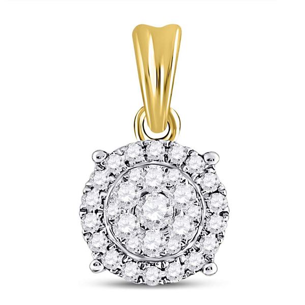 14kt Yellow Gold Womens Round Diamond Halo Cluster Pendant 1/2 Cttw