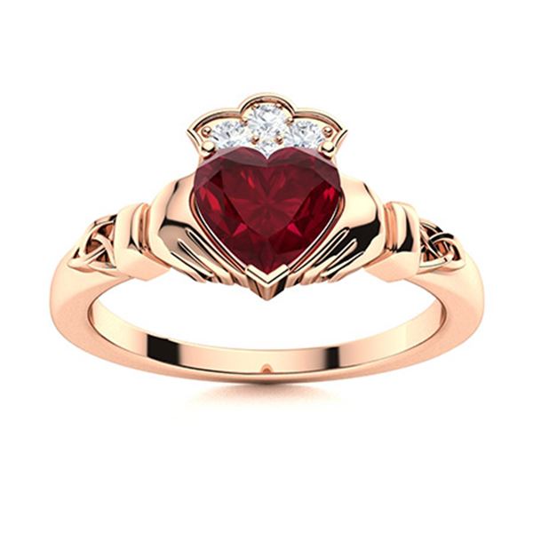 Natural 1.09 CTW Ruby & Diamond Engagement Ring 18K Rose Gold