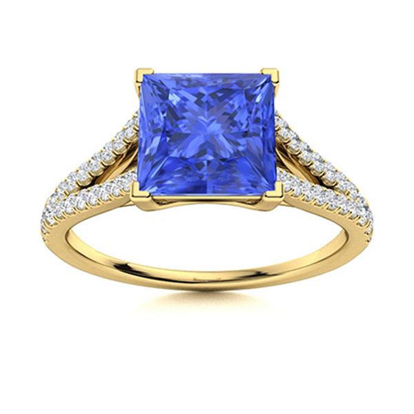 Natural 1.80 CTW Ceylon Sapphire & Diamond Engagement Ring 14K Yellow Gold