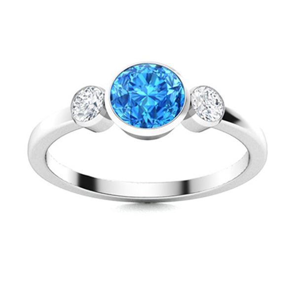 Natural 0.82 CTW Topaz & Diamond Engagement Ring 18K White Gold