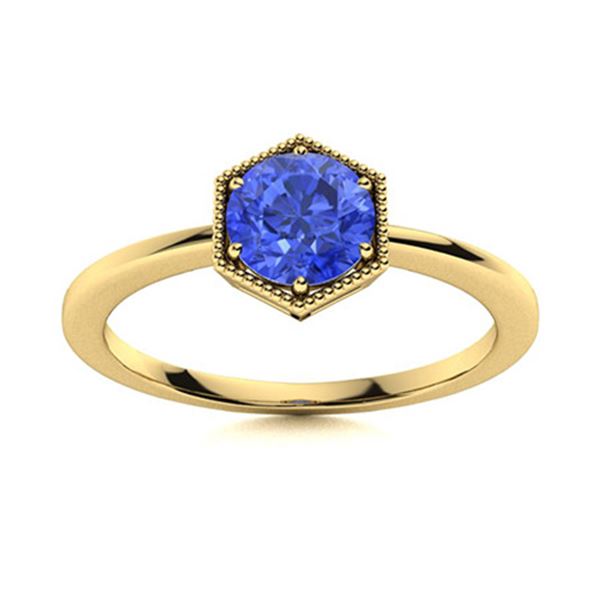 Natural 0.77 CTW Ceylon Sapphire Solitaire Ring 18K Yellow Gold