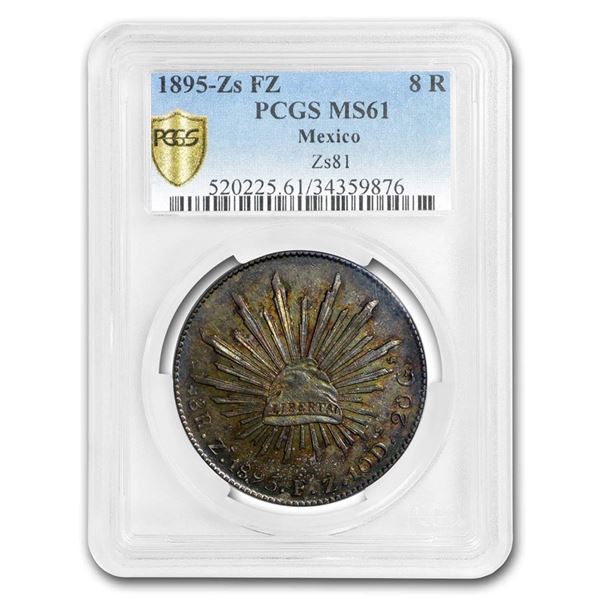 1895 Zs FZ Mexico Silver 8 Reales MS-61 PCGS