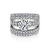 Image 1 : Natural 3.32 CTW Round Cut Pave Set Split Shank Engagement Ring 18KT White Gold