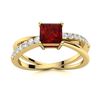 Image 1 : Natural 1.21 CTW Garnet & Diamond Engagement Ring 14K Yellow Gold