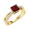 Image 2 : Natural 1.21 CTW Garnet & Diamond Engagement Ring 14K Yellow Gold