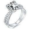 Natural 3.62 CTW Radiant Cut Cross Over Split Shank Diamond Engagement Ring 18KT White Gold
