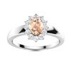 Natural 0.70 CTW Morganite & Diamond Engagement Ring 18K White Gold