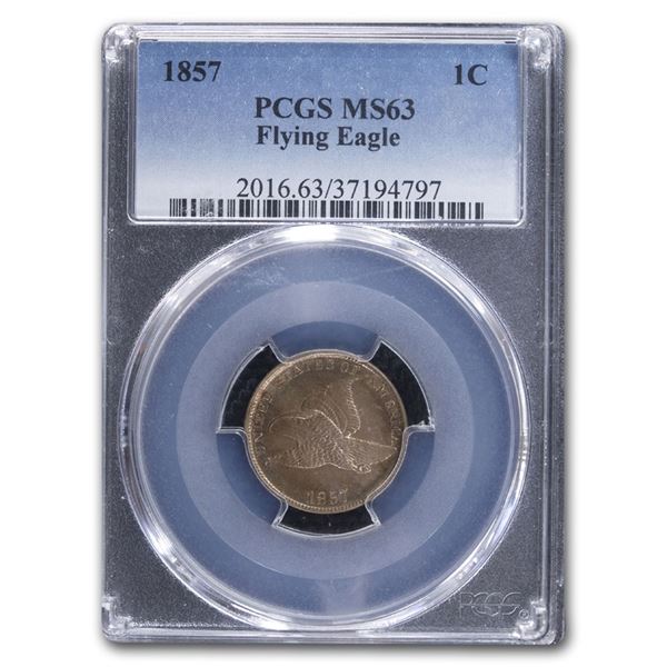 1857 Flying Eagle Cent MS-63 PCGS