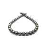 Image 1 : Dark Steel and Subtle Peacock Round Tahitian Pearl Necklace, 18", 9.9-12.3mm, AA+ Quality