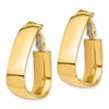 Image 2 : 14k Yellow Gold Omega Back Triangle Hoop Earrings - 7x26 mm