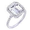 Natural 2.62 CTW Halo U-Setting Emerald Cut Diamond Engagement Ring 14KT White Gold