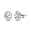14kt White Gold Womens Oval Diamond Solitaire Stud Earrings 1-1/4 Cttw