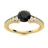 Natural 1.05 CTW Black & White Diamond Engagement Ring 14K Yellow Gold