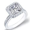 Natural 2.35 CTW Asscher Cut Halo Micro Pave Diamond Engagement Ring 18KT White Gold