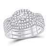 14kt White Gold Round Diamond Bridal Wedding Ring Band Set 7/8 Cttw