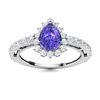 Natural 1.31 CTW Tanzanite & Diamond Engagement Ring 14K White Gold