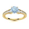 Natural 1.29 CTW Aquamarine & Diamond  Engagement Ring 14K Yellow Gold