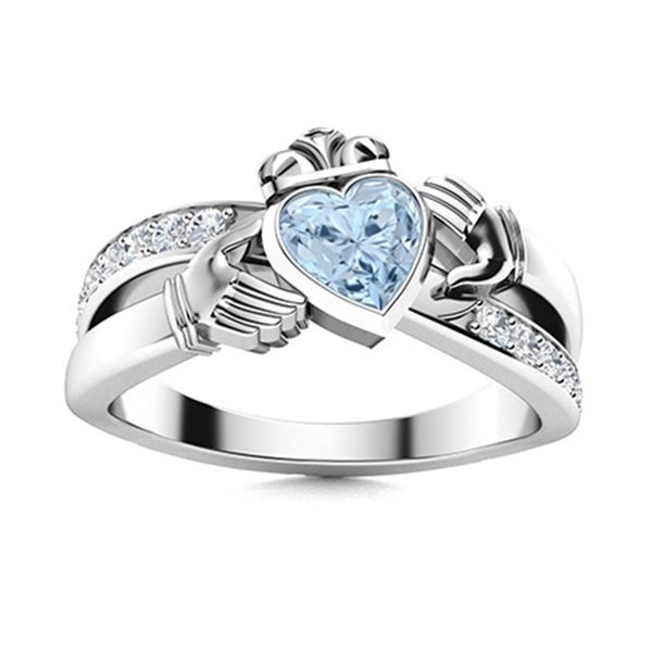 Natural 1.81 CTW Aquamarine & Diamond  Engagement Ring 14K White Gold