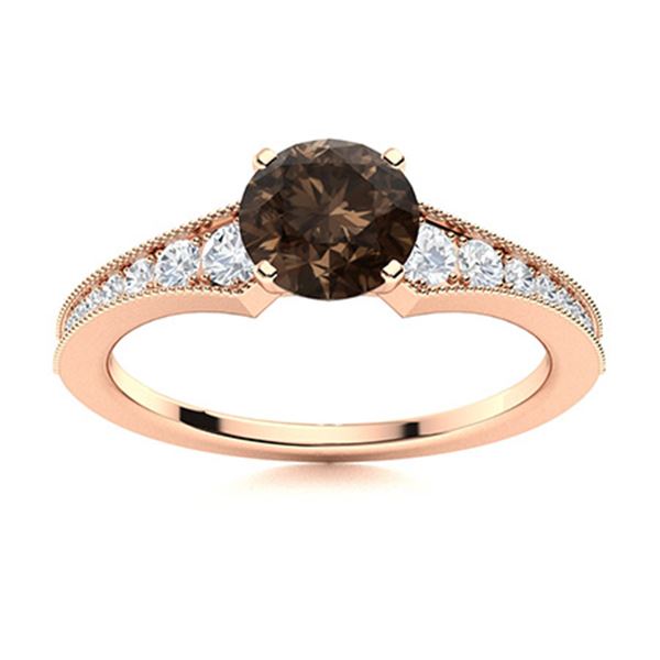 Natural 0.85 CTW Smoky Quartz & Diamond Engagement Ring 14K Rose Gold