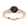 Image 1 : Natural 0.85 CTW Smoky Quartz & Diamond Engagement Ring 14K Rose Gold