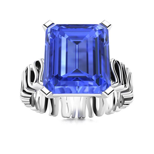 Natural 6.26 CTW Ceylon Sapphire Solitaire Ring 14K White Gold