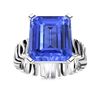 Image 1 : Natural 6.26 CTW Ceylon Sapphire Solitaire Ring 14K White Gold