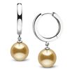 Image 1 : Golden South Sea Pearl High-Polish Huggie Hoop Earrings