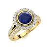 Image 2 : Natural 2.05 CTW Sapphire & Diamond Engagement Ring 18K Yellow Gold