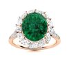 Image 1 : Natural 4.43 CTW Emerald & Diamond Engagement Ring 18K Rose Gold