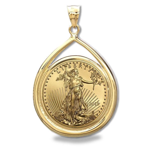 2018 1 oz Gold Eagle Teardrop Pendant (Prong Bezel)